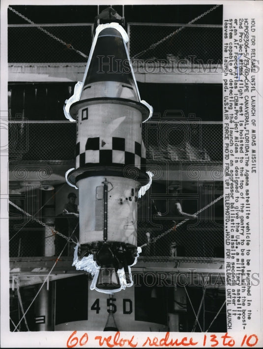 1960 Press Photo Agena Satellite for Air Force Project Midas at Cape Canaveral - Historic Images