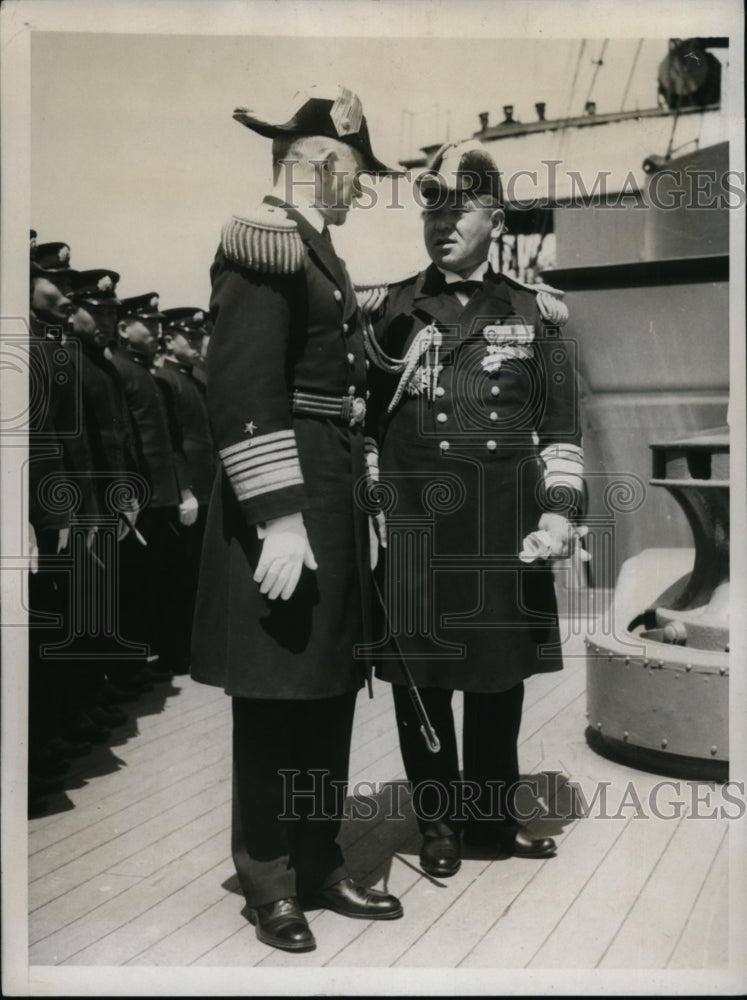 1933 Press Photo US Adm Richard Leigh welcomes Japanese Vice Adm G Hyakutake - Historic Images