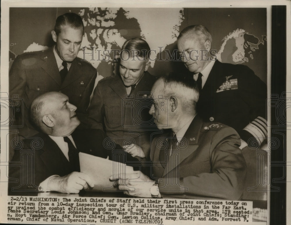 1950 Press Photo DC Joint Chiefs of Staff at press conference with Defense Secy-Historic Images