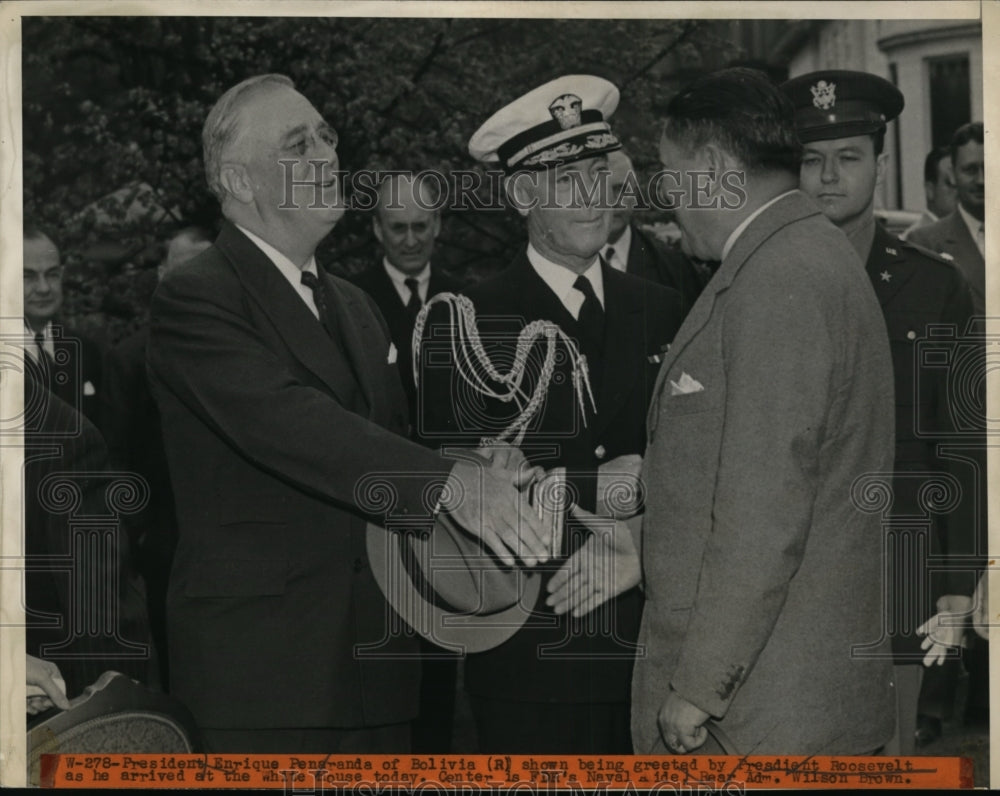 1943 Press Photo Bolivia President Enrique Penaranda &amp; US President Roosevelt-Historic Images