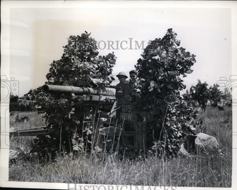 1941 Press Photo 105 mm Howitzer of D Battery n manuevers in Louisiana - Historic Images