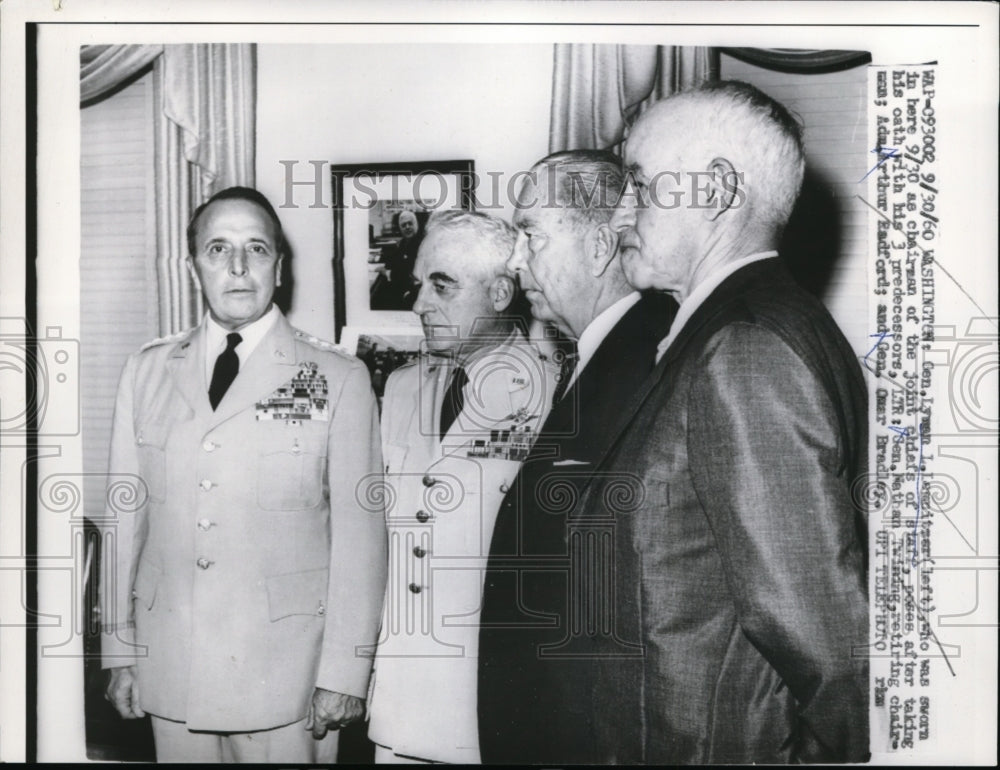 1960 Press Photo Lyman Lemnitzer Sworn in as Chairman of Chiefs of Staff - Historic Images