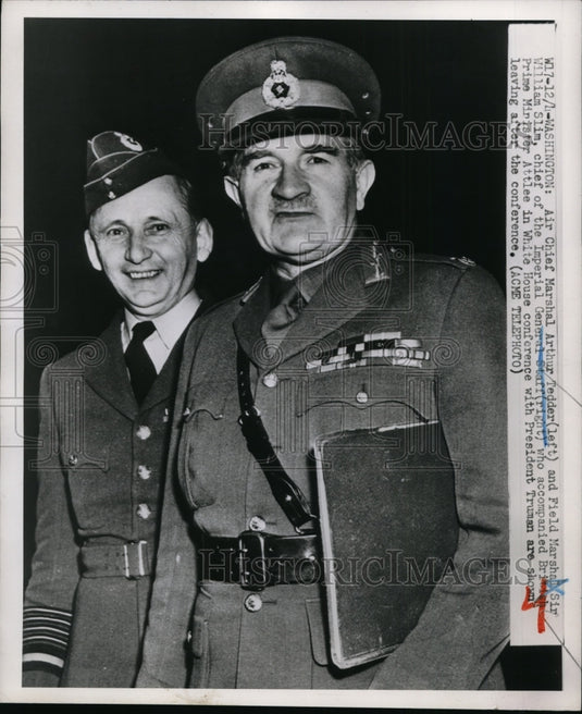 1950 Press Photo DC Air Chief Marshal Arthur Tedder & Sir William Slim - Historic Images