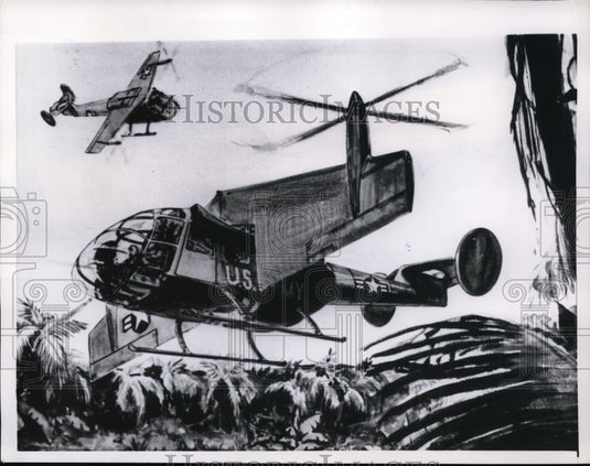 1956 Press Photo Artist's Conception of Tilt-Wing Plane Being Designed for Army - Historic Images
