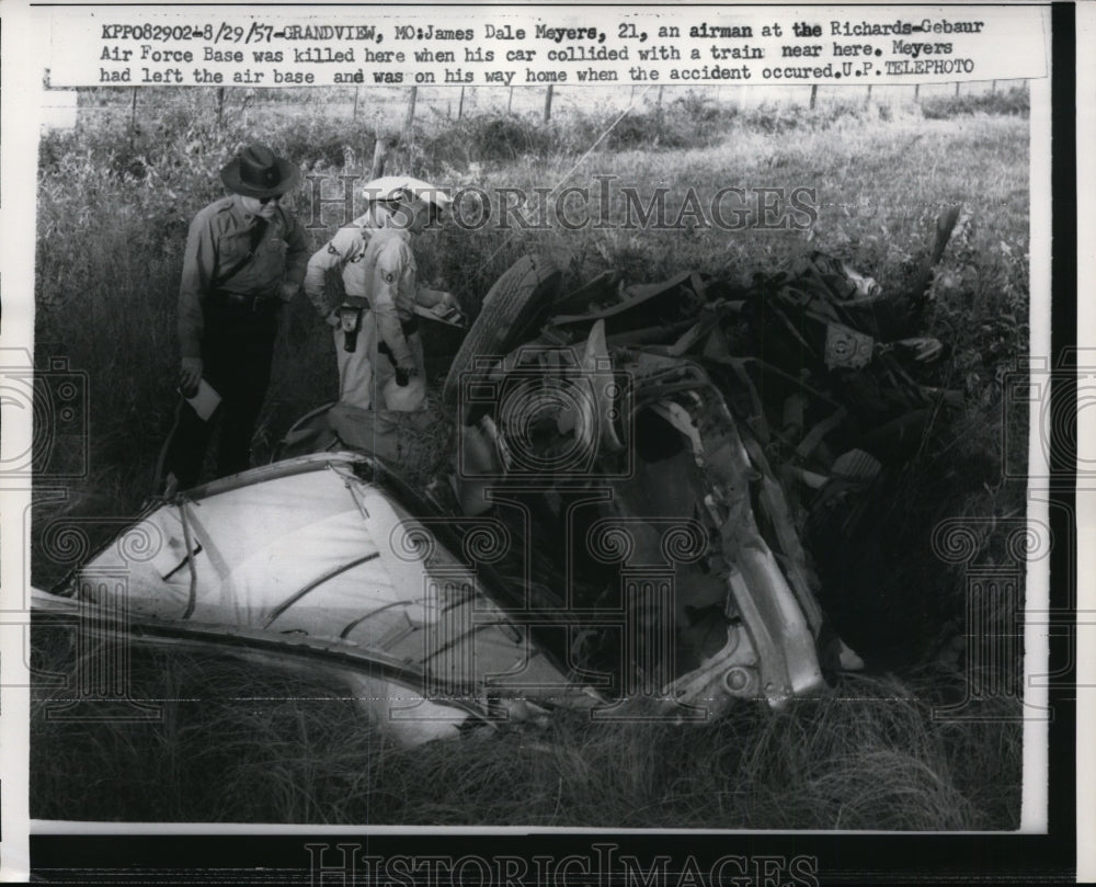 1957 Press Photo James Meyers of Richards-Gebaur AFB Killed in Car Wreck, MD - Historic Images