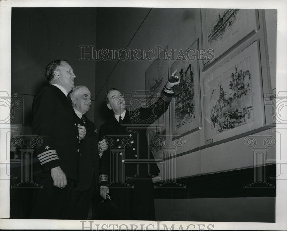 1942 Press Photo Vernon Howe Bailey Navy Art Exhibit in Washington, DC-Historic Images