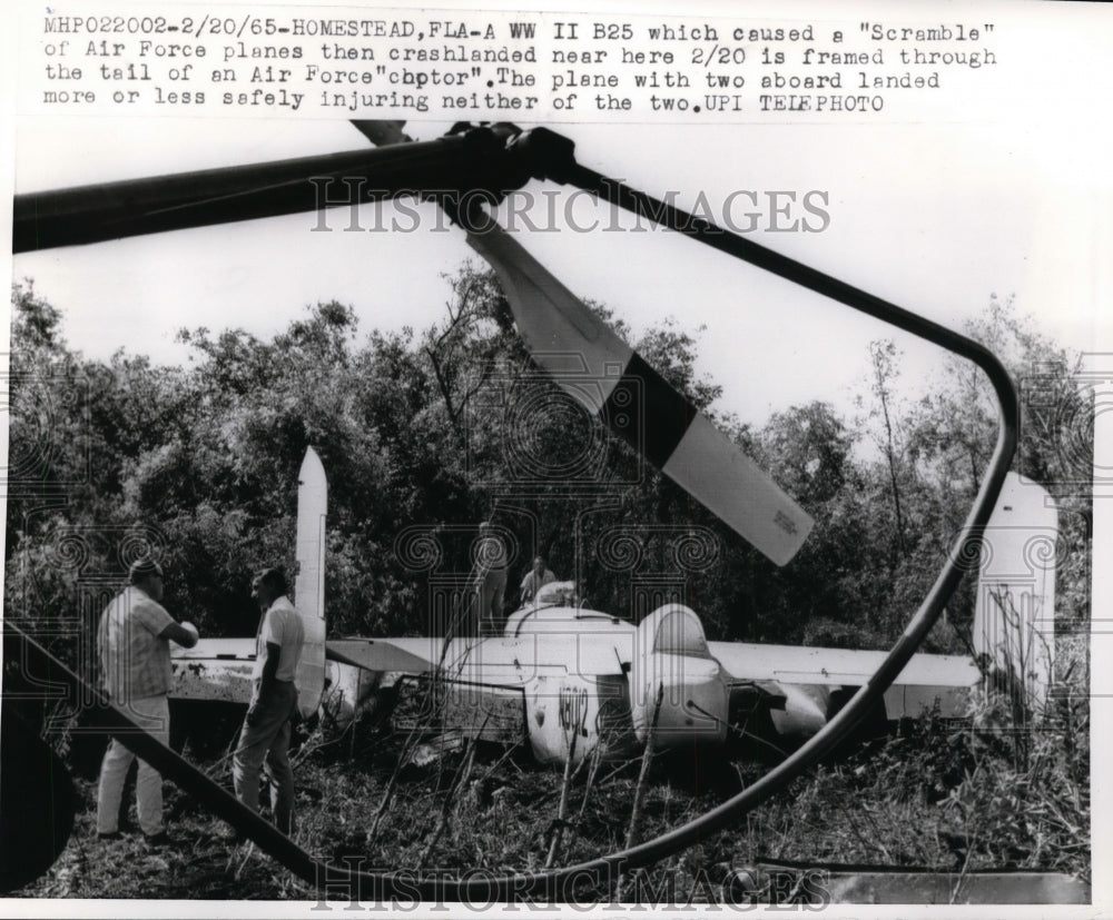 1965 Press Photo WWII B-25 Crash Lands in Homestead, Florida - nem38210-Historic Images