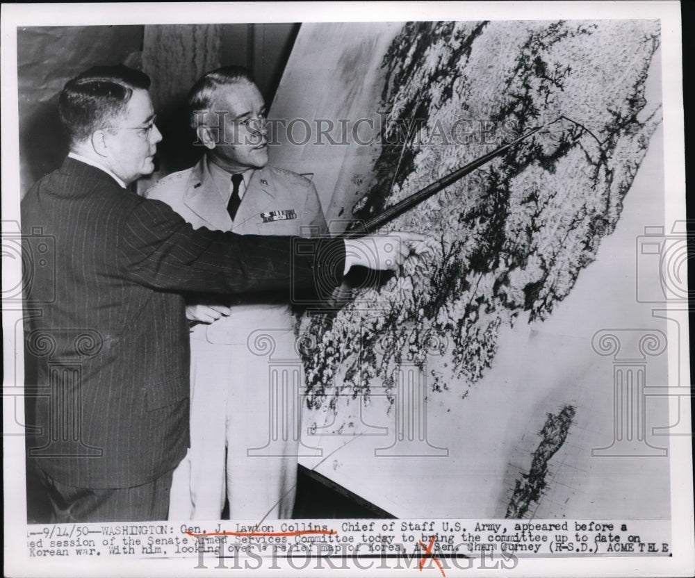 1950 Press Photo Gen Lawton Collins Testifies in Senate Armed Services Committee-Historic Images