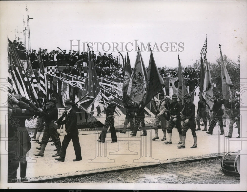 1935 Press Photo 37th Anniversary Parade for Manila Bay Battle, Philadelphia - Historic Images