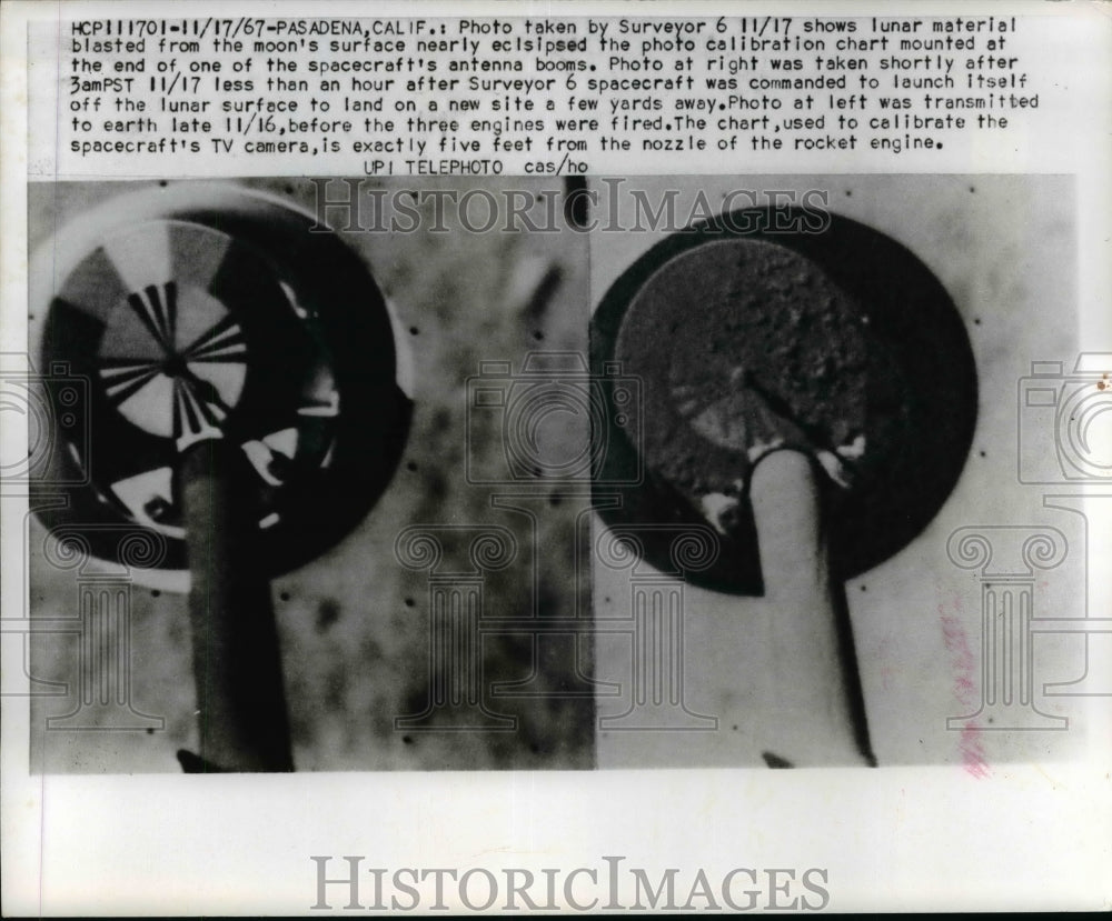 1967 Press Photo Lunar material blasted from the moons surface - nem38404-Historic Images