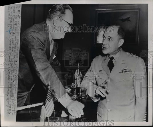 1952 Press Photo DC Gen Matthew Ridgway & Rep Overton Brooks of LA - Historic Images