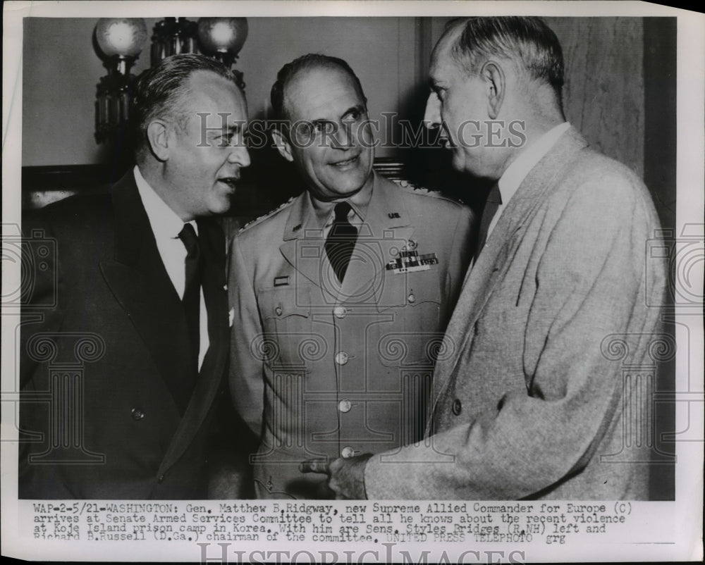 1952 Press Photo DC Gen Matthew Ridgway, Senate Armed Service committee - Historic Images