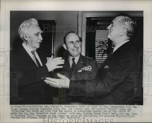 1952 Press Photo Gen Alfred Gruenther at Foreign Affairs Committee - Historic Images
