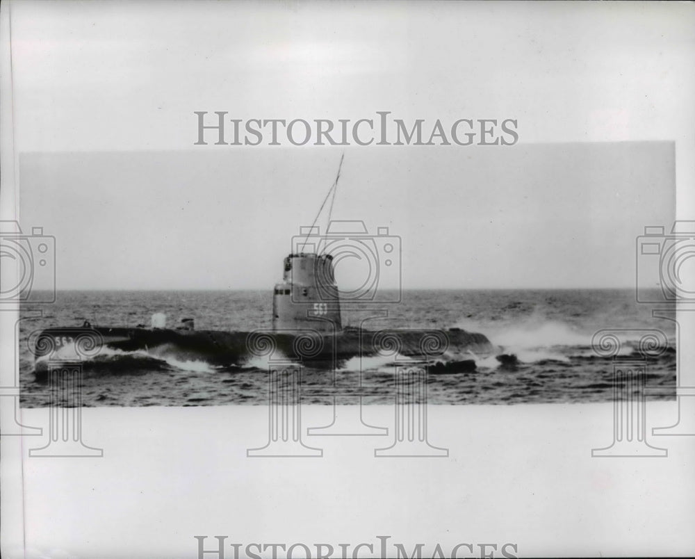 1967 Press Photo US new submarine the Tang on sea trials - Historic Images