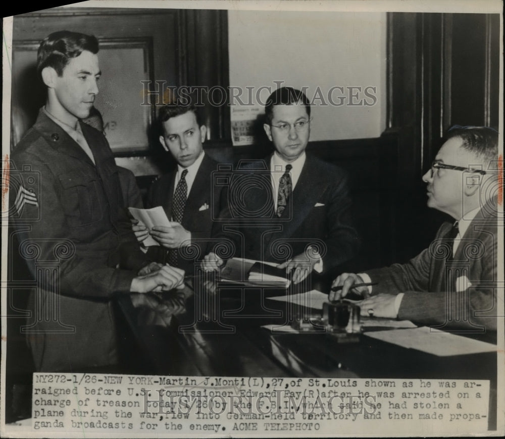 1948 Press Photo Martin J Monti arraigned in NY by Edward Fay - nem39010-Historic Images