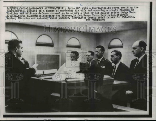 1962 Press Photo San Antonio TX USAF Col John Herrigton at court martial - Historic Images