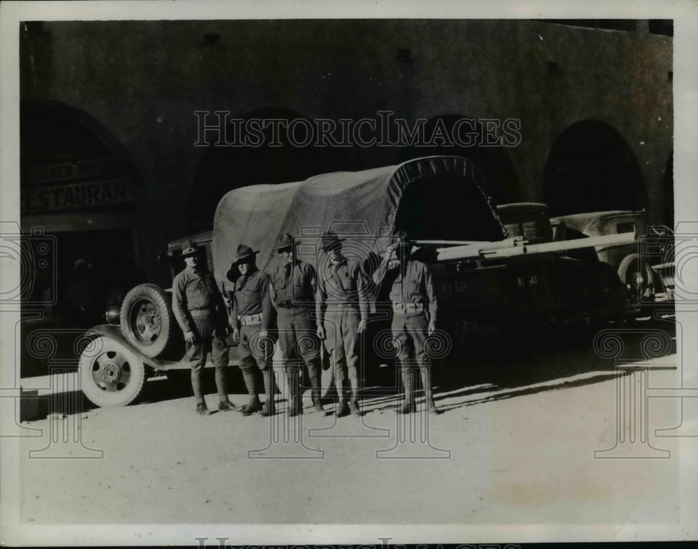 1934 Press Photo Arizona soldiers at Parker AZ dam sit patrols on Williams River - Historic Images