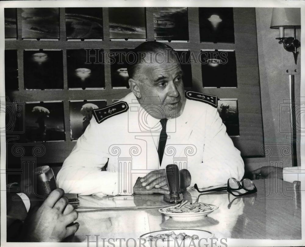 1968 Press Photo Adm Jean Lorrain Holds Press Conference Aboard Degrasse-Historic Images