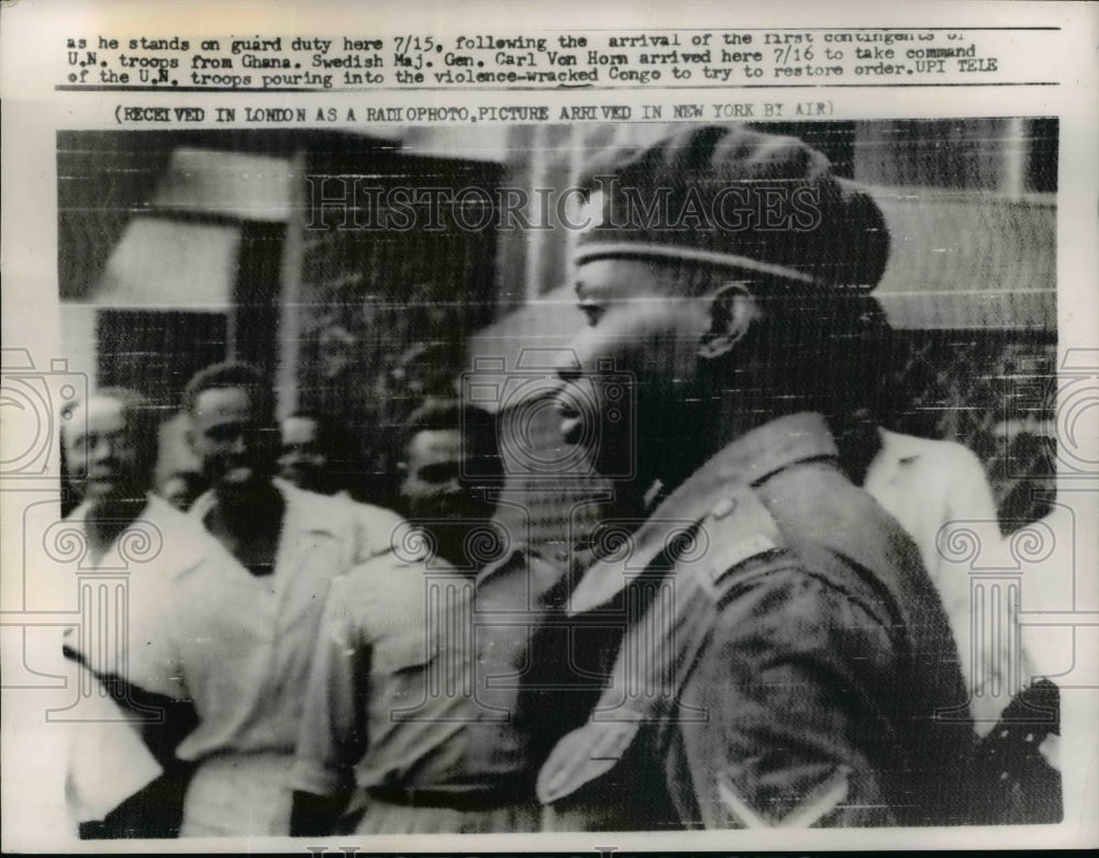 1960 Press Photo Swedish Gen Carl Van Horn Arrives to Take Command of UN Troops-Historic Images