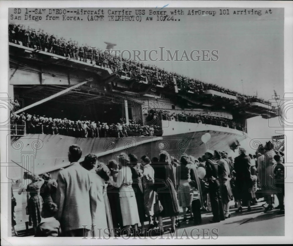 1951 Press Photo USS Boxer arrives in San Diego from Korea - nem41606-Historic Images