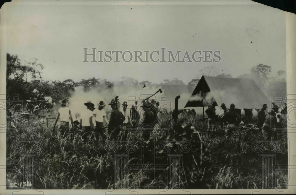 1932 Press Photo Kitchen Police Get Into Action During Maneuvers of Panama Canal-Historic Images