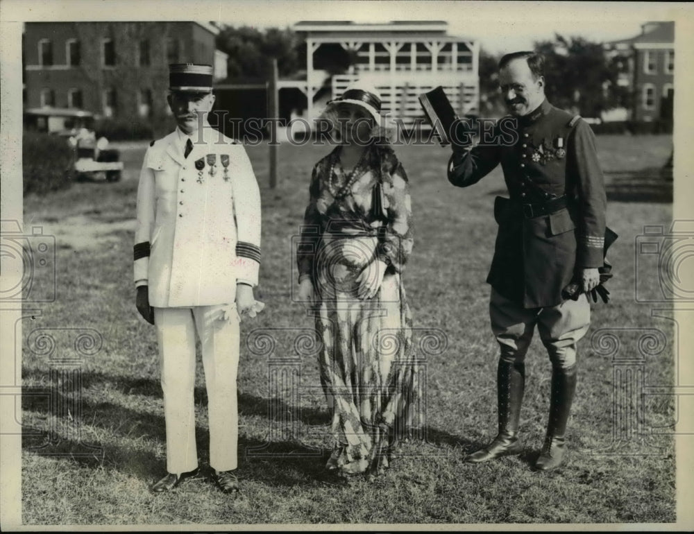 1931 Press Photo Ft Myers VA Col Francois of France, Mrs Pillon &amp; Maj E Lombard - Historic Images