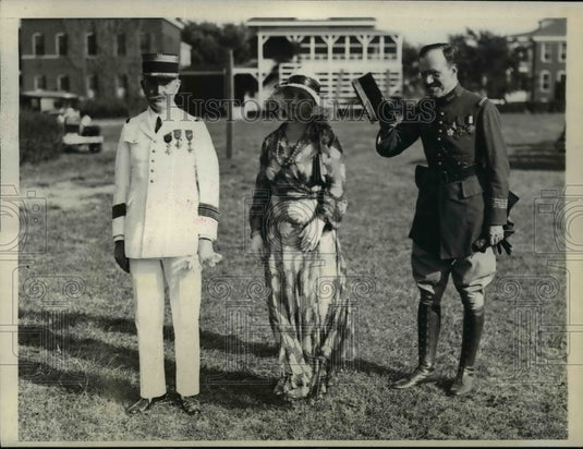 1931 Press Photo Ft Myers VA Col Francois of France, Mrs Pillon & Maj E Lombard - Historic Images