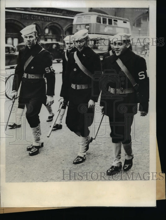 1942 Press Photo US Navy Shore Patrolmen on Duty in London, England - Historic Images