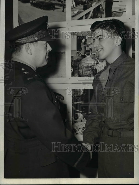 1943 Press Photo 15 Year Old Private Edward Olechowski Discharged from Army - Historic Images