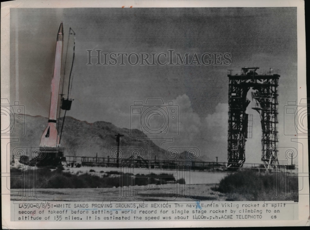 1951 Press Photo White Sands test grounds NM Navy Martin Viking rocket tests-Historic Images