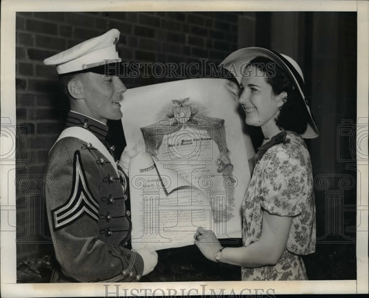 1939 Press Photo West Point Military Academy Graduate Michael Krisman w/ Diploma-Historic Images