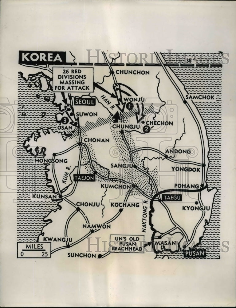 1951 Press Photo US 8th Army Have Halted Retreat New Defense Line Korean War - Historic Images