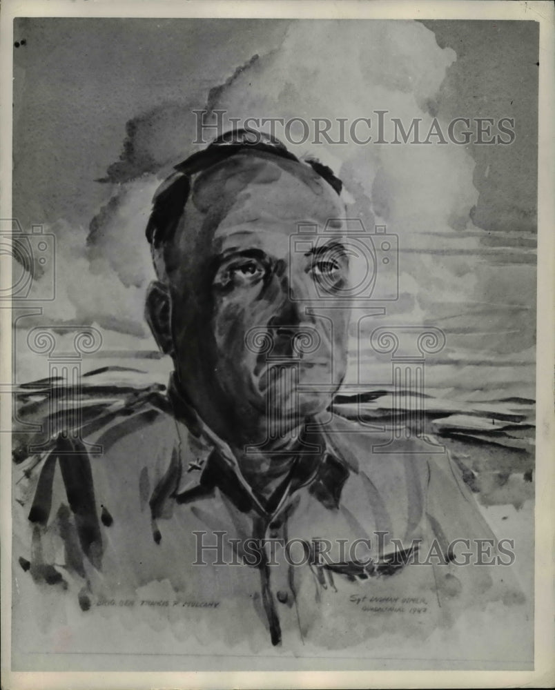 1945 Painting of Brigadier Gen. Francis P. Mulcaby U.S. Marine Corps - Historic Images