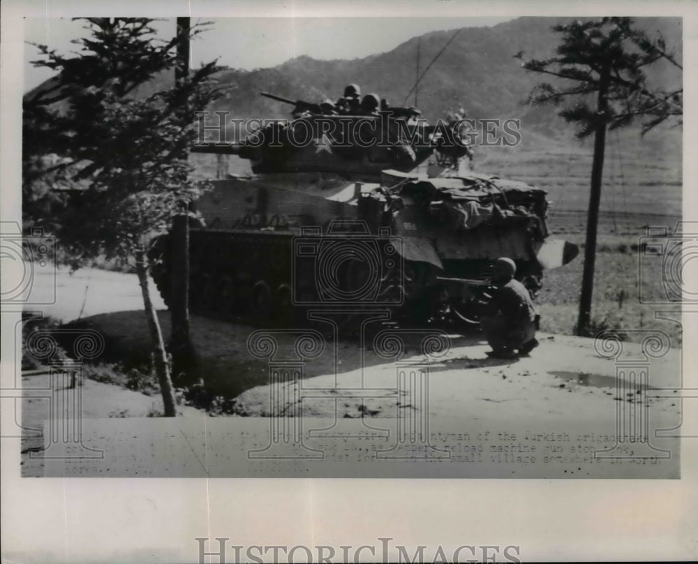 1951 A Turkish Brigade takes cover behind the tank as others reload-Historic Images