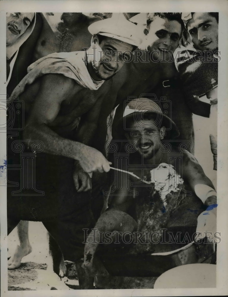 1940 Italian Prisoners of War Prepare Mid-Day Meal in Prison Camp - Historic Images