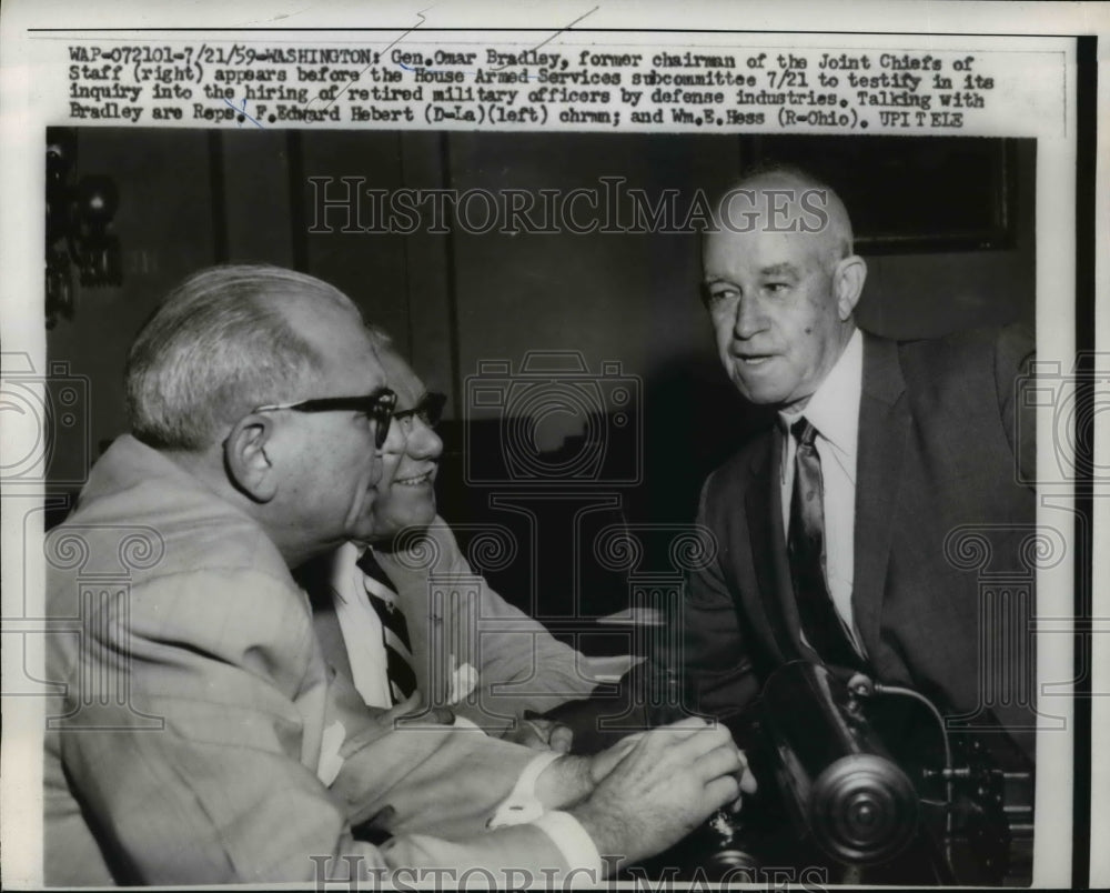 1959 Press Photo Gen.Omar Bradley appears before the House Armed Service Hearing-Historic Images