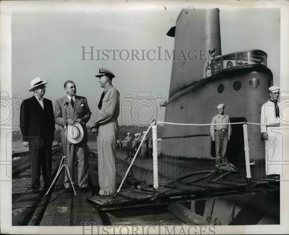 Senator McMahon of Conn. boarded the Submarine Dogfish-Historic Images