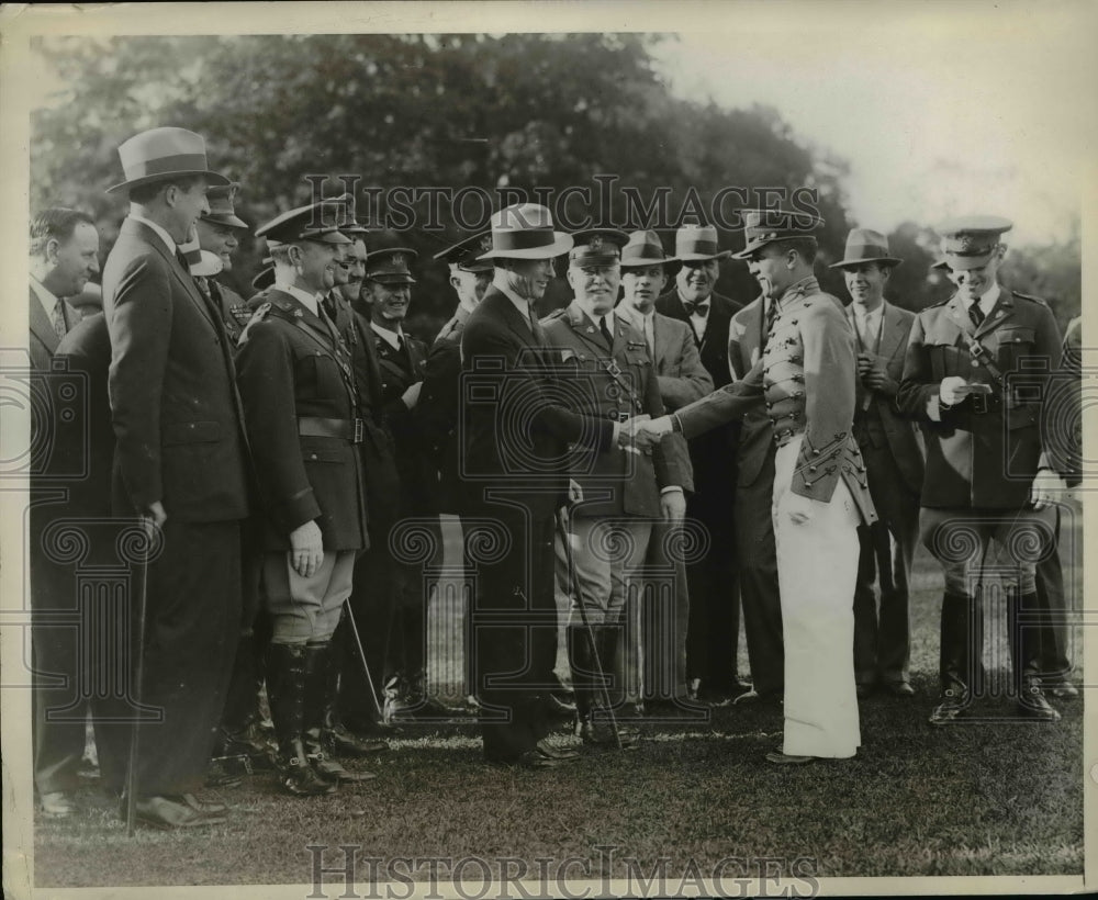 1929 Press Photo New York Mayor James J Walker Introduced to Some Cadets-Historic Images