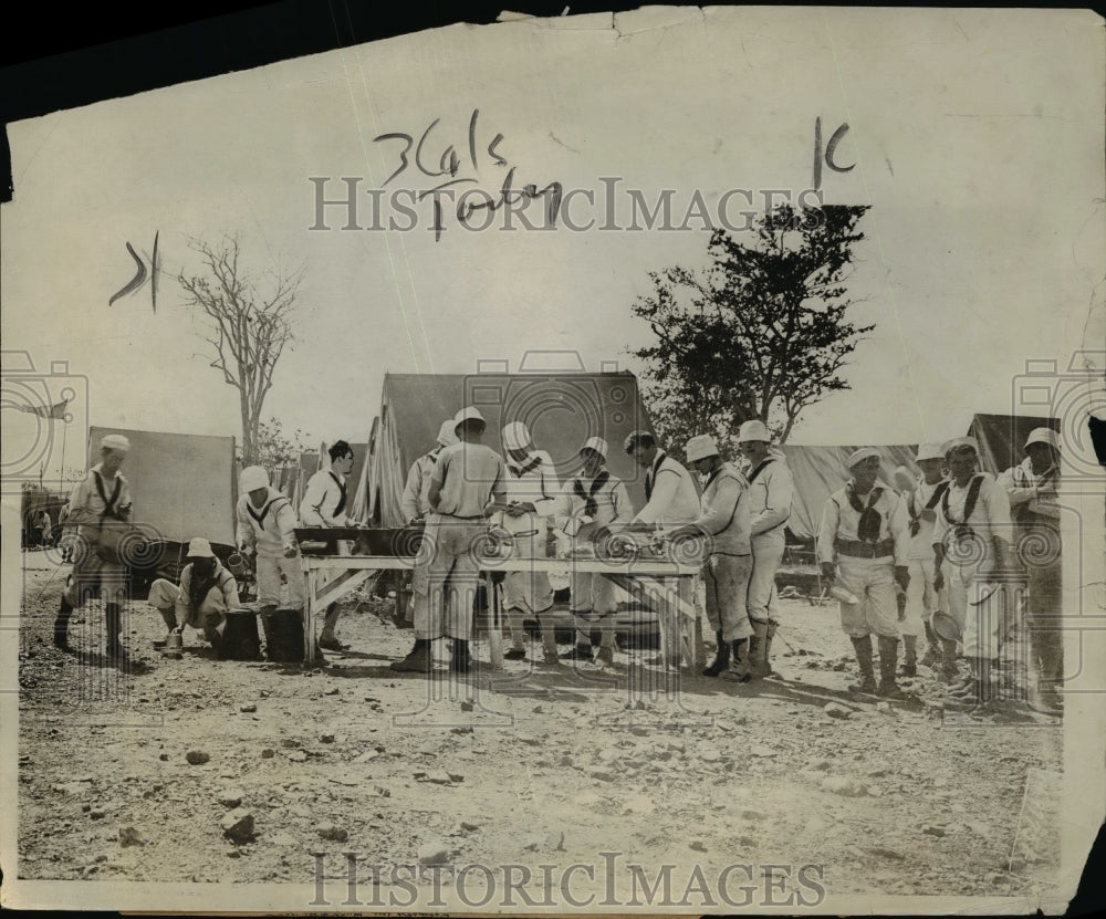 1917 American sailors enjoy dinner hour at Guantanamo Camp - Historic Images