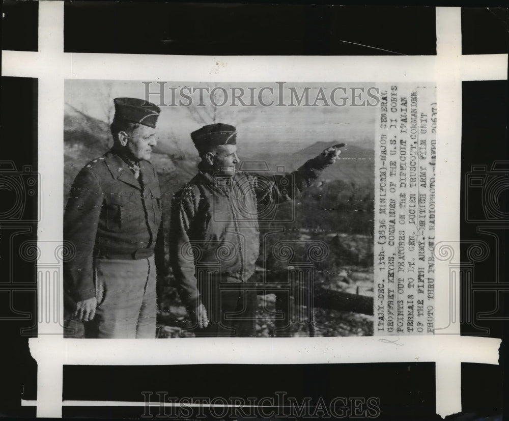 1944 Press Photo American Army Commanders check difficult Italian Terrain-Historic Images