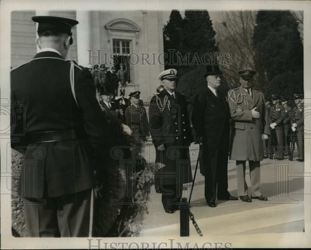 1938 Press Photo Pres Roosevelt &amp; Officials Observe Armistice Day in D.C. - Historic Images