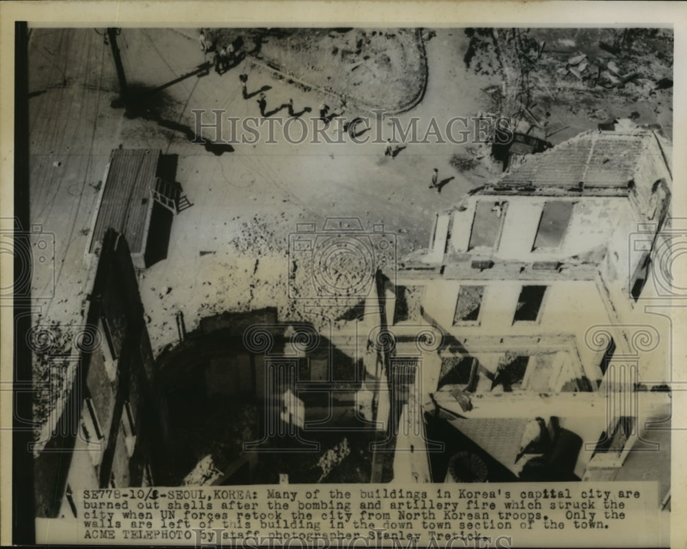 Press Photo Destroyed buildings in Seoul Korea after forces retook the city - Historic Images