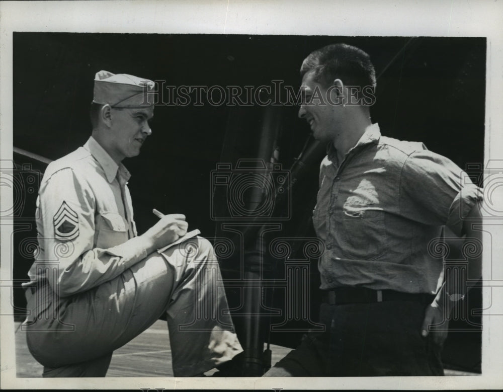 1945 Richard Koster and Bob Goodrich aboard the Essex Class Carrier - Historic Images