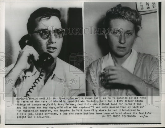 1954 Press Photo Donald Sarver is shown phoning police after wife arrested-Historic Images