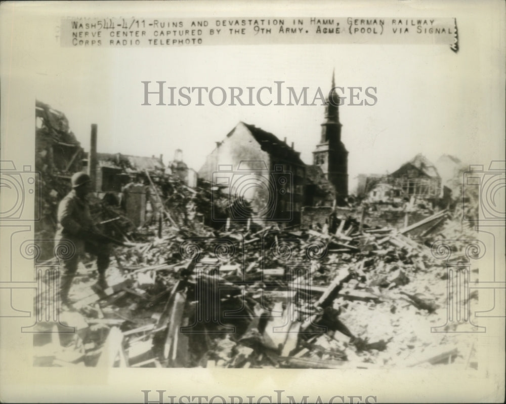 1945 Press Photo Ruins &amp; Devastation in Ham Germany Railway Nerve Center-Historic Images