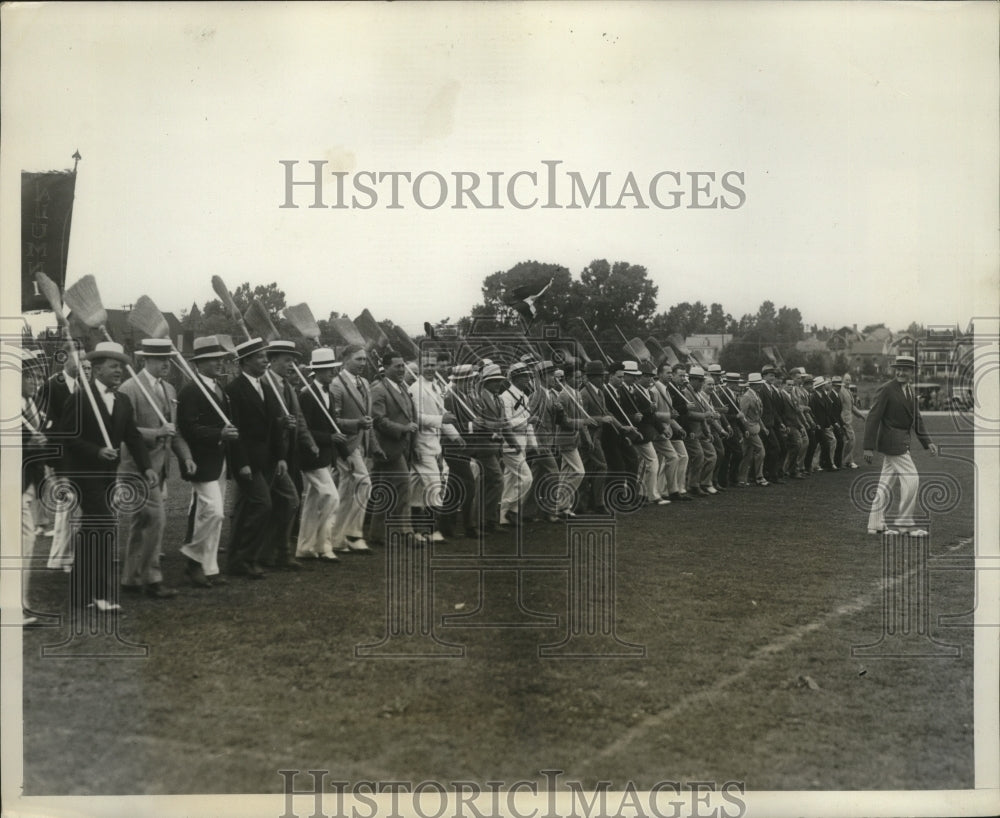 1931 Press Photo Alumni of Pennsylvania Military Academy marching with Brooms E-Historic Images