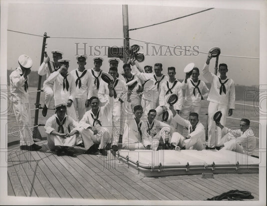1937 Midshipmen aboard Destroyer Erie in New York - Historic Images
