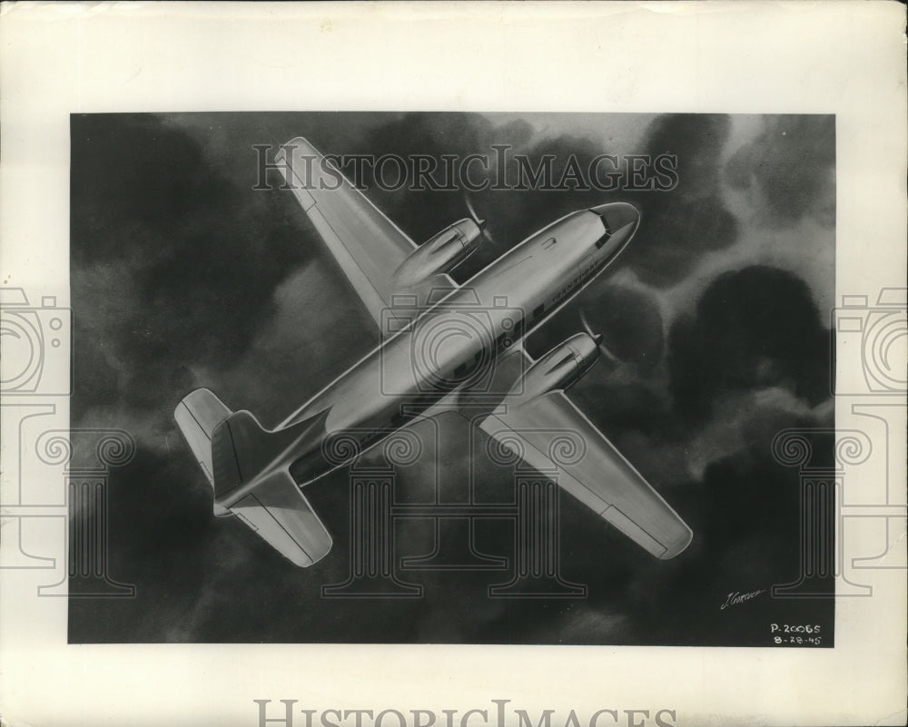 1945 Press Photo An artist sketch of the Martin Transport plane - nem59147-Historic Images