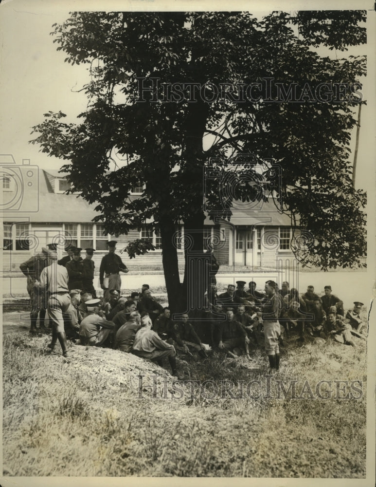 1927 Maj. Silvester outlining plan of maneuvers to the ROTC officers-Historic Images