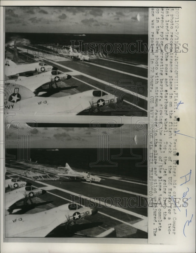 1959 Press Photo Reconnaissance Planes on the Flight Deck of U.S.S Essex-Historic Images